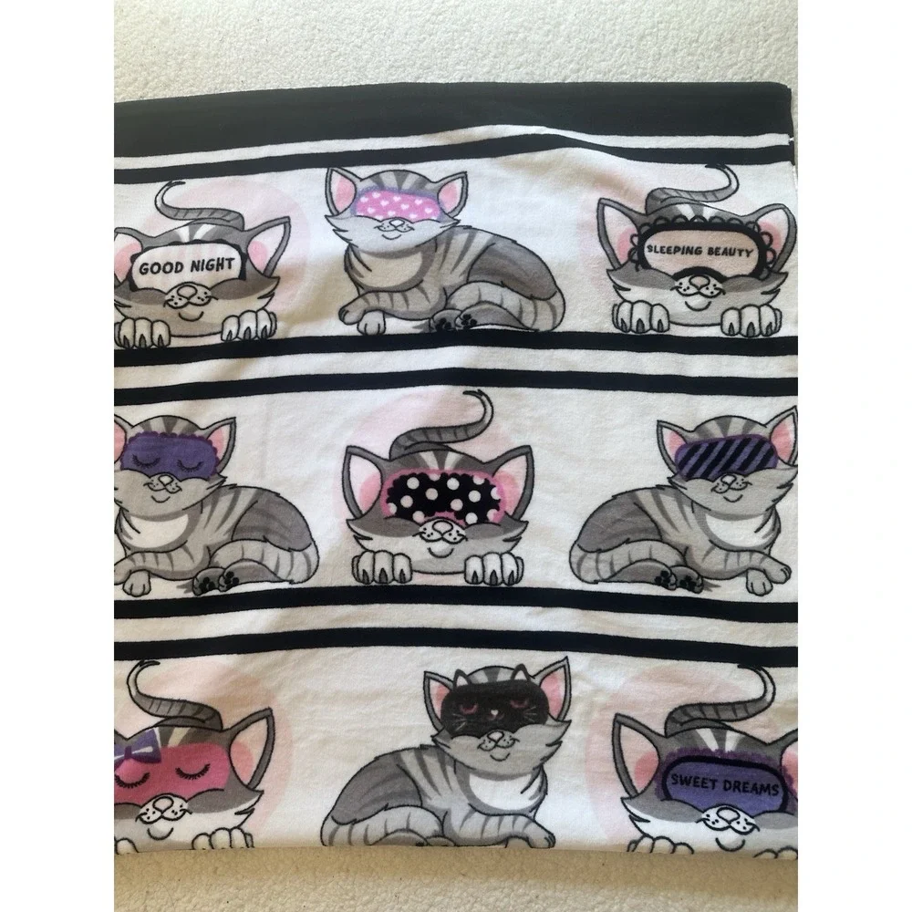 New Kassafina Cute Cats Masks Sweet Dreams Plush Soft Bath Towel